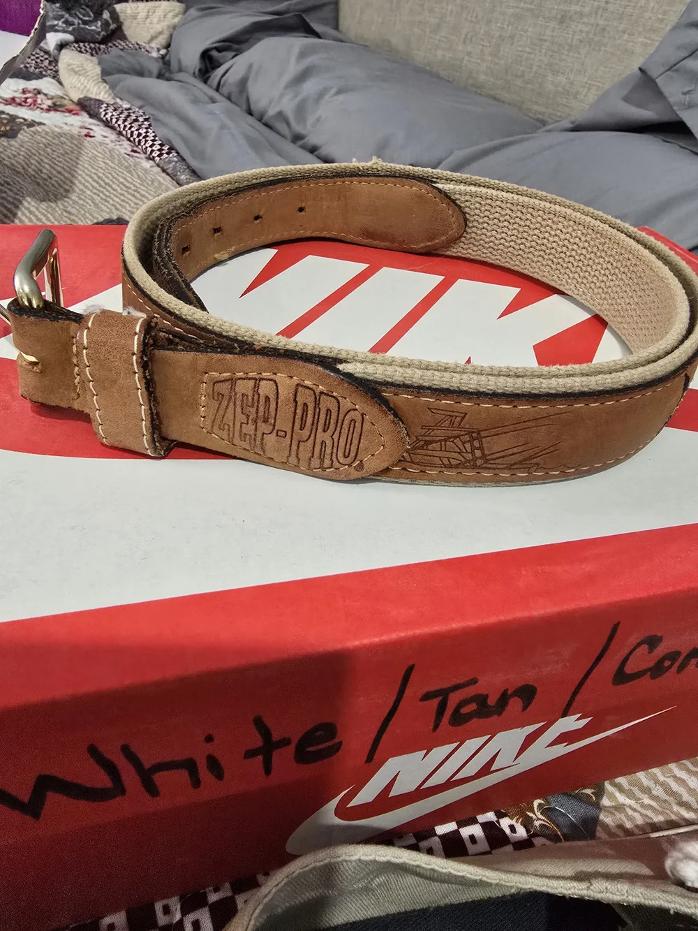 Leather And Canvas Zep-Pro Belt For with Blue Marlin Embroidery Yacht Profile Pi